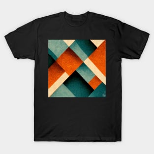 Red, White, and Blue Textured Minimalist  Plaid Design - Large Print T-Shirt